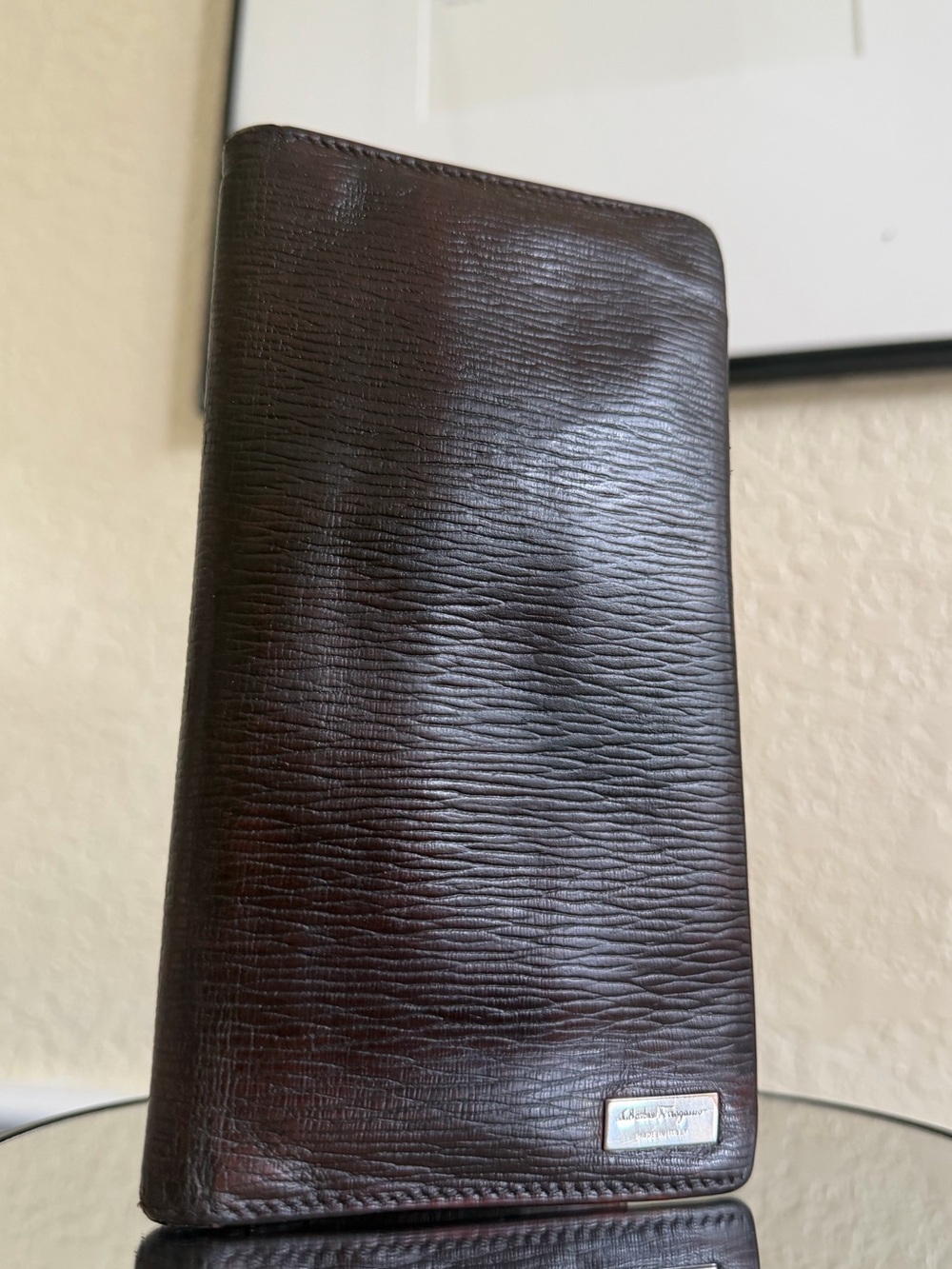 Salvatore Ferragamo "Revival" Gancini Breast Pocket Wallet Dark Brown Rustic